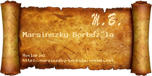 Marsinszky Borbála névjegykártya
